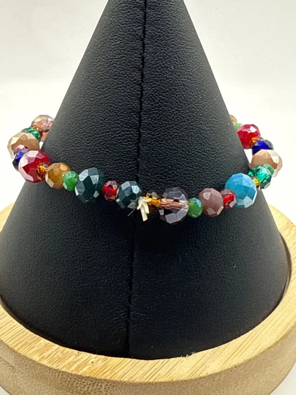 Boho Jewel Tone Faceted Bead Stretch Bracelet Multicolor Whimsigoth